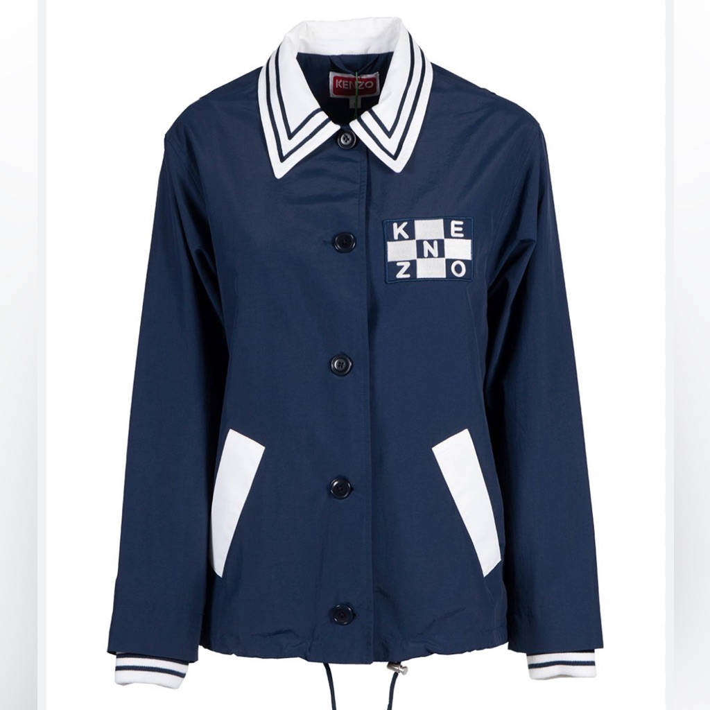 Kenzo Dark Blue And White Logo Jacket